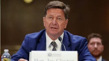 Jay Clayton testifies during a Senate Intelligence Committee confirmation hearing on Capitol Hill in Washington, D.C. earlier this month.