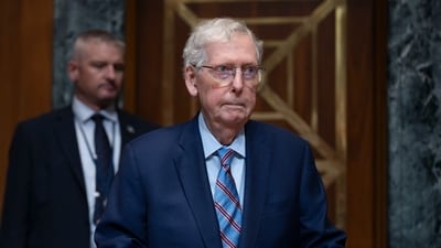 Former Senate Majority Leader Mitch McConnell has not posted on social media since his hospitalization for a heart attack, leading to health concerns. (AP Photo/J. Scott Applewhite)