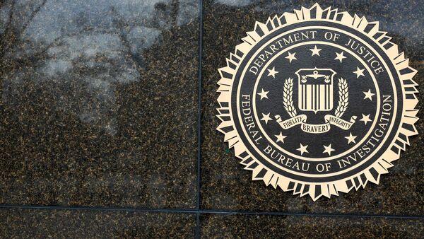 The Federal Bureau of Investigation (FBI) logo outside a building