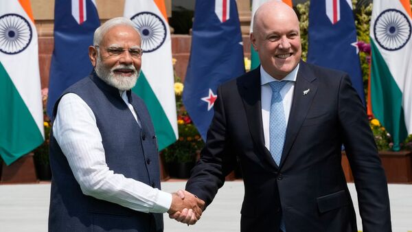 Prime Minister Narendra Modi with New Zealand Prime Minister Christopher Luxon in New Delhi