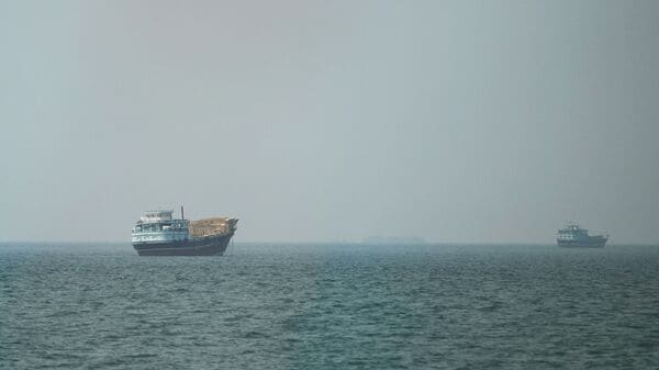 Vessels at the Strait of Hormuz, as seen from Musandam,Oman, July 13, 2026. REUTERS/Stringer