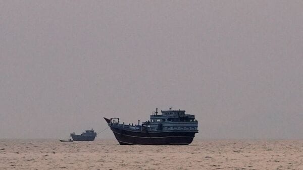 Vessels at the Strait of Hormuz, as seen from Musandam, Oman, July 21, 2026. REUTERS/Stringer