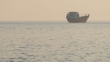 A vessel at the Strait of Hormuz, as seen from Musandam, Oman, July 28, 2026. REUTERS/Stringer