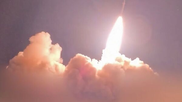 This screen grab taken from video footage released on July 16, 2026 by Iran's Revolutionary Guards (IRGC)'s Sepah News website shows a missile being launched from an undisclosed location towards US targets in Jordan, Kuwait and Bahrain. (Photo by SEPAHNEWS.COM / AFP)
