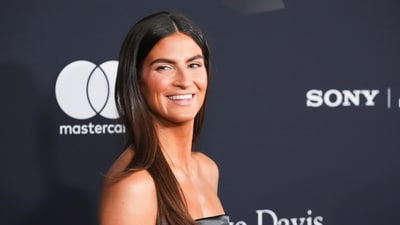 Kaitlan Collins arrives at the Pre-Grammy Gala on Saturday, Jan. 31, 2026, at the Beverly Hilton Hotel in Beverly Hills, California. (Chris Pizzello/Invision/AP)