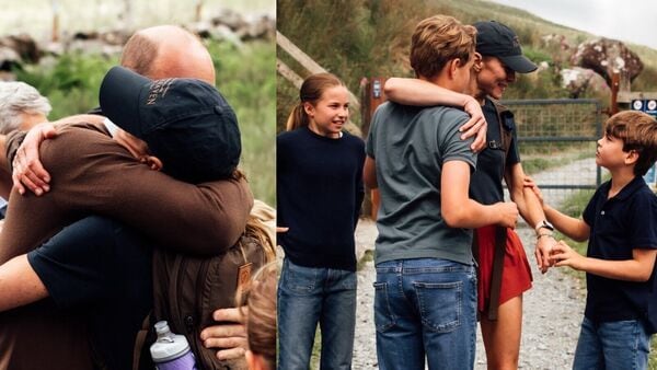 The Princess of Wales has released personal photographs showing her embracing Prince William and their three children after completing the National Three Peaks Challenge.