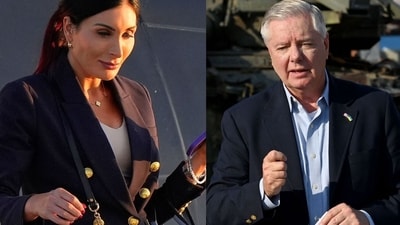Laura Loomer said Russia had sent a delegation to Khamenei's funeral, and highlighted that Lindsey Graham had been in Ukraine a day previous to his death. (AP/ AFP)