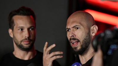 Andrew and Tristan Tate were arrested by federal authorities in Miami on Saturday. The US Marshals Service confirmed the arrests. Inquam Photos/Eduard Vinatoru via REUTERS (via REUTERS)