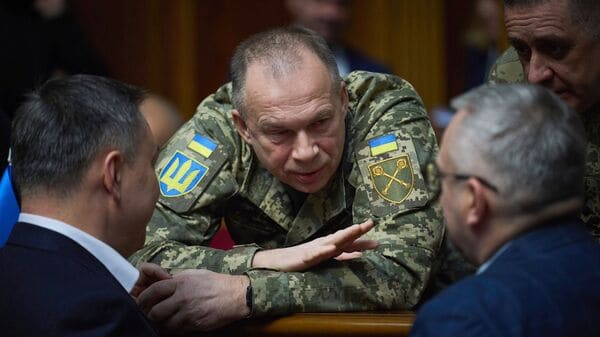 File Photo: Gen. Oleksandr Syrskyi speaks to parliamentarians at Verkhovna Rada in Kyiv, Ukraine.