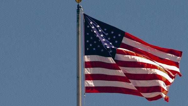 This image has been digitally enhanced) United States of America Flag is seen prior to the FIFA World Cup 2026 Group B match between Qatar and Switzerland at San Francisco Bay Area Stadium on June 13, 2026 in San Francisco, California. Fran Santiago/Getty Images/AFP