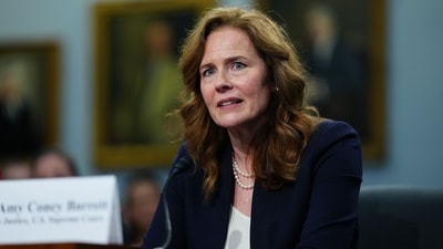 Amy Coney Barrett, associate justice of the US Supreme Court, during a House Appropriations Subcommittee on Financial Services and General Government hearing in Washington, DC, US, on Tuesday, July 14, 2026. (Bloomberg)