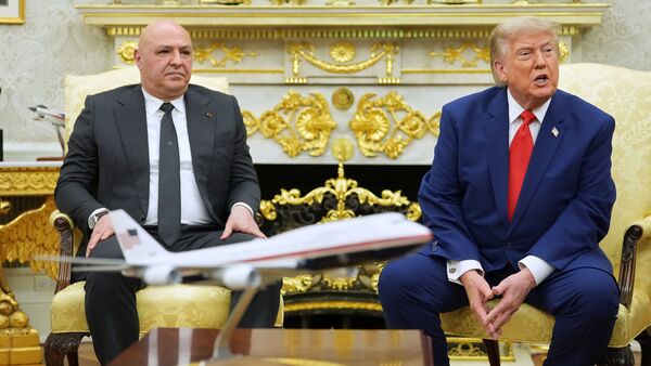 President Donald Trump speaks during a meeting with Lebanese President Joseph Aoun in the Oval Office at the White House, Tuesday, July 21, 2026, in Washington. (AP Photo/Mark Schiefelbein)