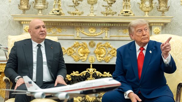 President Donald Trump meets with Lebanese President Joseph Aoun in the Oval Office at the White House, Tuesday, July 21, 2026, in Washington. (AP Photo/Mark Schiefelbein)