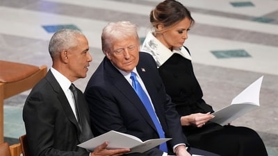 While discussing a children's book on a podcast, Trump proposed inviting Obama and Biden to a football game, showcasing a rare moment of bipartisanship. (AP)