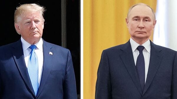 Kremlin aide Yuri Ushakov described the conversation between Trump and Putin as 'business-like and quite constructive.' (Photo by Adrian DENNIS and Gavriil Grigorov / various sources / AFP)