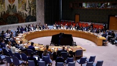The United Nations Security Council holds an emergency meeting on the Ukraine-Russia war at UN Headquarters in New York, on June 10, 2026. (Photo by Leonardo MUNOZ / AFP)
