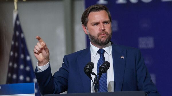 US Vice President JD Vance speaks at the 128th Air Refueling Wing Hangar on July 08, 2026 in Milwaukee, Wisconsin.