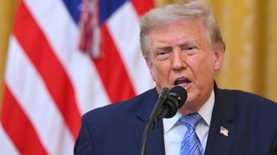 US President Donald Trump speaks about election security during an address to the nation from the East Room of the White House in Washington. (via REUTERS)
