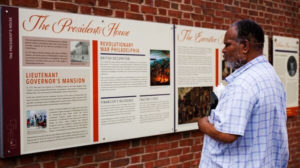 President Donald Trump's administration installed new information panels on slavery following a federal appeals court ruling that opened the way to ‌changing how slavery is portrayed at the national historical site, in Philadelphia, Pennsylvania.