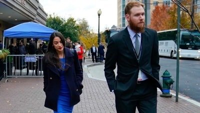 Representative Alexandria Ocasio-Cortez has reportedly broken up with fiancé Riley Roberts. (X/@Awk20000)