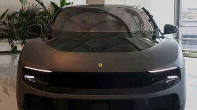 The front of the Ferrari Luce electric car in Maranello, Italy, (REUTERS)