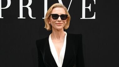 Cate Blanchett poses for photographers at the photo call for the Giorgio Armani Privé Haute Couture Fall/Winter 2026-2027 Women's collection presented in Paris, Tuesday, July 7, 2026. (AP Photo/Emma Da Silva)