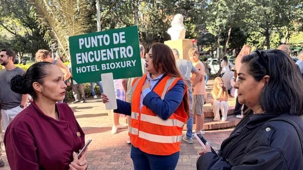 Earthquake today Colombia: People evacuate after an earthquake in Medellin, Colombia.
