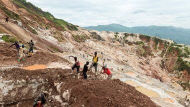 File Photo: Laborers dig at the Rubaya coltan mine, in the town of Rubaya, which is controlled by M23 rebels, in the eastern Democratic Republic of Congo March 24, 2025.