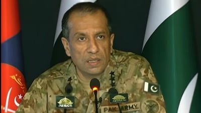 Lt Gen Ahmed Sharif Chaudhry, Director General, Inter-Services Public Relations (ISPR) of the Pak military, at a press conference in Rawalpindi on Friday, July 31. (Photo: FB/DGISPR)