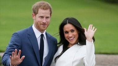 Harry and Meghan Markle in a throwback picture from west London on November 27, 2017, following the announcement of their engagement.