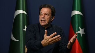 (FILES) Former Pakistan's prime minister Imran Khan gestures as he speaks during an interview with AFP at his residence in Lahore on May 18, 2023. Pakistan's Supreme Court on August 18, 2026, has ordered jailed former prime minister Imran Khan to be moved to hospital for medical checks, after a petition by his lawyers over claims of poor health. (Photo by Arif ALI / AFP)
