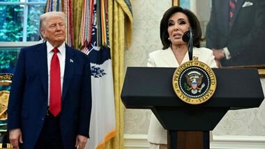 (FILES) US President Donald Trump (L) looks on as interim US Attorney for the District of Columbia Jeanine Pirro speaks during her swearing in ceremony in the Oval Office of the White House in Washington, DC, on May 28, 2025. (Photo by AFP)
