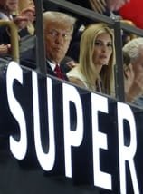 Football - NFL - Super Bowl LIX - Philadelphia Eagles v Kansas City Chiefs - Caesars Superdome, New Orleans, Louisiana, United States - February 9, 2025 U.S. President Donald Trump and Ivanka Trump in the stands during the game REUTERS/Evelyn Hockstein