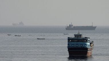 Latest news on August 5, 2026: FILE PHOTO: Vessels in the Strait of Hormuz, as seen from Musandam, Oman, August 3, 2026. REUTERS/Stringer/File Photo