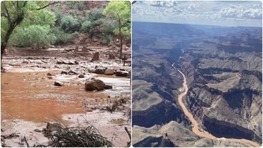 This photo shows Grand Canyon National Park in northern Arizona on Sunday, Aug. 30, 2026, after it was hit by heavy flooding a day earlier.