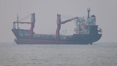 US-Iran war LIVE: File image of a vessel in the Strait of Hormuz near the beach of Bandar Abbas, Iran