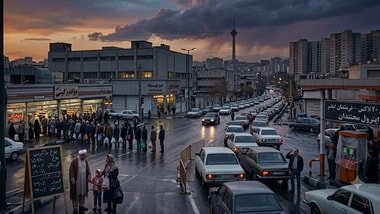 The economic problems have also spilled into Iran’s fuel sector. Long queues of vehicles were reported in Tehran and Mashhad, with many petrol stations closed. (AI Image)