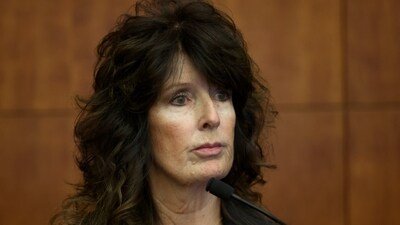 Elaine Rossi, the nanny to Clancy children, sits on the witness stand during Lindsay Clancy's murder trial at Plymouth Superior Court in Plymouth. (AP )