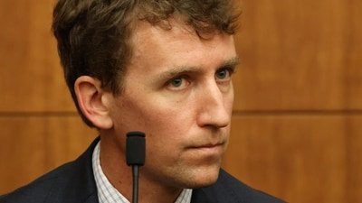 Patrick Clancy, alongside Rachel Danis, shows visible stress in NYC during Lindsay Clancy's murder trial. (AP Photo)