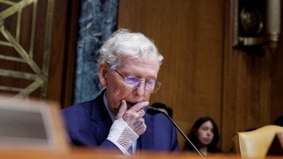 Senator Mitch McConnell speaks during a hearing on Capitol Hill in Washington, DC on May 19, 2026. (REUTERS)