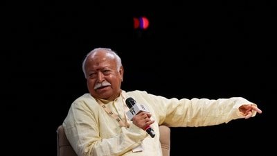 Rashtriya Swayamsevak Sangh (RSS) chief Mohan Bhagwat is set to feature at a rally in New York. (REUTERS)