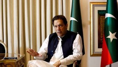 FILE PHOTO: Former Pakistani Prime Minister Imran Khan speaks with Reuters during an interview in Lahore, Pakistan, March 17, 2023.