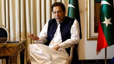 FILE PHOTO: Former Pakistani Prime Minister Imran Khan speaks with Reuters during an interview, in Lahore, Pakistan March 17, 2023. REUTERS/Akhtar Soomro/File Photo