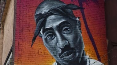 A mural of late rapper Tupac Shakur in Los Angeles, California