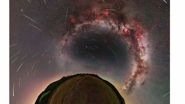 The featured image is a throwback to the 2024 Perseid meteor shower, surrounded in this projection by the Bieszczady Mountains in Poland.