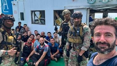 In this image, received on July 2, 2026, Indian Naval Ship Trikand, a mission-deployed stealth frigate, operating in the Gulf of Aden, responds to a piracy attempt on MV Golden Arsenal, a St. Vincent and the Grenadines-flagged bulk carrier.