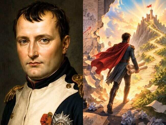 Quote of the day by Napoleon Bonaparte on teach us about action, ambition and success (AI generated image)
