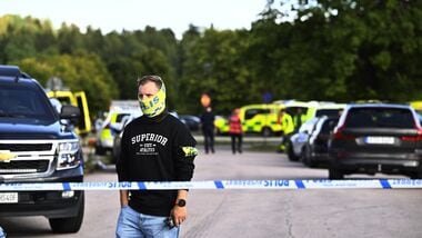 Latest news on August 22, 2026: Police and emergency personnel work outside Brinellskolan during a major emergency response, after several people were injured at a Swedish high school by a person armed with a sword, according to the officials of the Fagersta municipality, at Brinell School, in Fagersta, central Sweden, August 21, 2026.