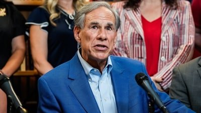 Texas Gov. Greg Abbott speaks at a press conference addressing foreign influence in public education at the Texas Public Policy Foundation in Austin, (Sara Diggins/The San Antonio Express-News via AP) (Sara Diggins/The San Antonio Express-News via AP)