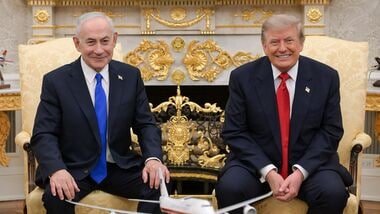 File photo of Israel's Prime Minister Benjamin Netanyahu with US President Donald Trump in the Oval Office of the White House in Washington DC